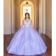 Spaghetti Strap Vestidos De 15 Anos V Neck Lilac Quince Dress Sequin Sleeveless Girl Birthday Gowns