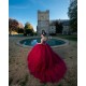 Strapless 15 Anos Red Quince Dress Sweetheart Neck Women 2024 Ball Gown Lace Appliques Sleeveless Girl Birthday Gowns