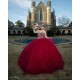 Strapless 15 Anos Red Quince Dress Sweetheart Neck Women 2024 Ball Gown Lace Appliques Sleeveless Girl Birthday Gowns