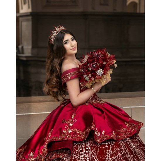 Sweetheart Neck Quince Dress Red Vestidos De 15 Anos Sequin Lace Appliques Girl Birthday Gowns Off Shoulder Women 2024 Ball Gown