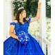 Sweetheart Neck Vestidos De 15 Anos Blue Quince Dress Off Shoulder Girl Birthday Gowns With 3D Flowers