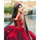 Cape Sleeve Vestidos De 15 Anos Red Quince Dress V Neck Girl Birthday Gowns With 3D Flowers