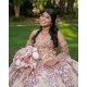 Detachable 15 Anos Rose Gold Quince Dress Sweetheart Neck Women 2024 Ball Gown Lace Appliques Sequin Girl Birthday Gowns