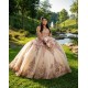 Detachable 15 Anos Rose Gold Quince Dress Sweetheart Neck Women 2024 Ball Gown Lace Appliques Sequin Girl Birthday Gowns