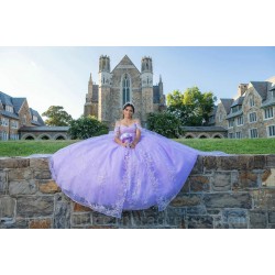 Off Shoulder 15 Anos Lilac Quince Dress Sweetheart Neck Sweet 15 Gowns Lace Appliques Girl Birthday Gowns