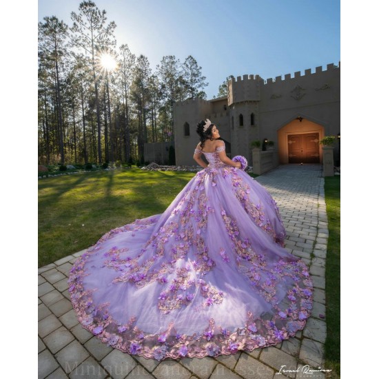 Off Shoulder 15 Anos Lilac Quince Dress Sweetheart Neck Women 2024 Ball Gown Girl Birthday Gowns With 3D Flowers