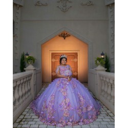 Off Shoulder 15 Anos Lilac Quince Dress Sweetheart Neck Women 2024 Ball Gown Girl Birthday Gowns With 3D Flowers