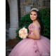 Off Shoulder 15 Anos Pink Quince Dress Sweetheart Neck Women 2024 Ball Gown Lace Appliques Girl Birthday Gowns