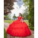 Off Shoulder 15 Anos Red Quince Dress Sequin Girl Birthday Gowns Lace Appliques Sweet 15 Gowns