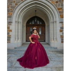 Off Shoulder 15 Anos Red Quince Dress Women 2024 Ball Gown Lace Appliques Girl Birthday Gowns