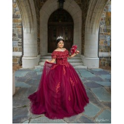 Off Shoulder 15 Anos Red Quince Dress Women 2024 Ball Gown Lace Appliques Girl Birthday Gowns