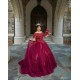 Off Shoulder 15 Anos Red Quince Dress Women 2024 Ball Gown Lace Appliques Girl Birthday Gowns