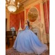 Off Shoulder 15 Anos Sky Blue Quince Dress Lace Appliques Girl Birthday Gowns Sweetheart Neck Sweet 15 Gowns