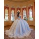 Off Shoulder 15 Anos Sky Blue Quince Dress Lace Appliques Girl Birthday Gowns Sweetheart Neck Sweet 15 Gowns