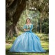 Off Shoulder 15 Anos Sky Blue Quince Dress Women Lace Appliques 2024 Ball Gown Girl Birthday Gowns