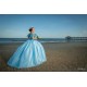 Off Shoulder 15 Anos Sky Blue Quince Dress Women Lace Appliques 2024 Ball Gown Girl Birthday Gowns