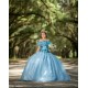 Off Shoulder 15 Anos Sky Blue Quince Dress Women Lace Appliques 2024 Ball Gown Girl Birthday Gowns