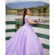 Off Shoulder Vestidos De 15 Anos Lilac Quince Dress V Neck Girl Birthday Gowns With 3D Flowers