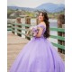 Off Shoulder Vestidos De 15 Anos Lilac Quince Dress V Neck Girl Birthday Gowns With 3D Flowers