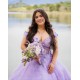 Off Shoulder Vestidos De 15 Anos Lilac Quince Dress V Neck Girl Birthday Gowns With 3D Flowers