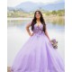 Off Shoulder Vestidos De 15 Anos Lilac Quince Dress V Neck Girl Birthday Gowns With 3D Flowers