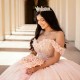 Off Shoulder Vestidos De 15 Anos Pink Quince Dress Sequin Sweetheart Neck Girl Birthday Gowns With 3D Flowers