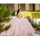 Off Shoulder Vestidos De 15 Anos Pink Quince Dress Sequin Sweetheart Neck Girl Birthday Gowns With 3D Flowers