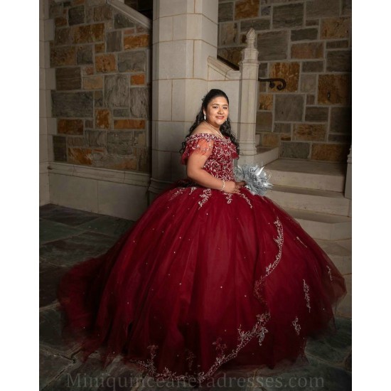 Off Shoulder Vestidos De 15 Anos Red Dress Girl Quince Lace Appliques Women 2024 Ball Gown Girl Birthday Gowns