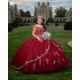 Off Shoulder Vestidos De 15 Anos Red Dress Girl Quince Lace Appliques Women 2024 Ball Gown Girl Birthday Gowns