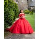 Off Shoulder Vestidos De 15 Anos Red Quince Dress Sleeveless Girl Birthday Gowns Lace Appliques Women 2024 Ball Gown