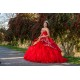 Ruffled 15 Anos Red Quince Dress Lace Appliques Women 2024 Ball Gown Sleeveless Girl Birthday Gowns