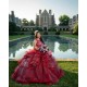 Ruffled 15 Anos Red Quince Dress Sleeveless Women 2024 Ball Gown Lace Appliques Sequin Girl Birthday Gowns