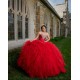 Ruffled 15 Anos Red Quince Dress Sweetheart Neck Girl Birthday Gowns Lace Appliques Sleeveless Women 2024 Ball Gown