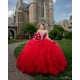 Ruffled 15 Anos Red Quince Dress Sweetheart Neck Girl Birthday Gowns Lace Appliques Sleeveless Women 2024 Ball Gown