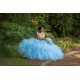 Ruffled 15 Anos Sky Blue Quince Dress Sleeveless Women 2024 Ball Gown Lace Appliques V Neck Girl Birthday Gowns