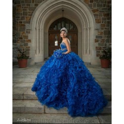 Ruffled Quince Dress Blue Vestidos De 15 Anos Sleeveless Girl Birthday Gowns Sweetheart Neck Women 2024 Ball Gown