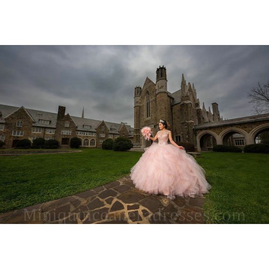 Ruffled Quince Dress Pink Vestidos De 15 Anos Sequin Sleeveless Girl Birthday Gowns Sweetheart Neck Women 2024 Ball Gown