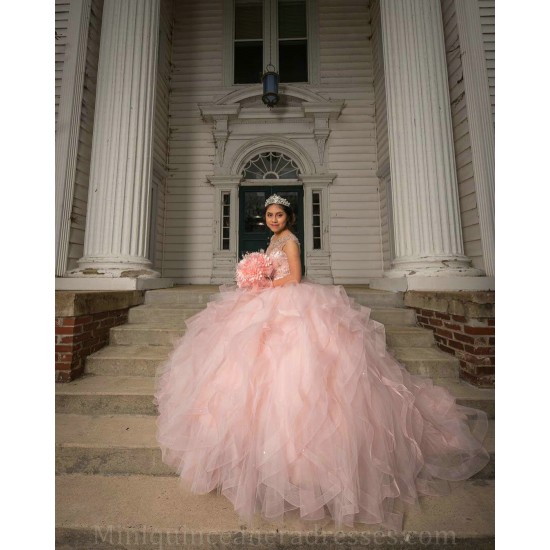 Ruffled Quince Dress Pink Vestidos De 15 Anos Sequin Sleeveless Girl Birthday Gowns Sweetheart Neck Women 2024 Ball Gown