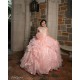 Ruffled Sleeveless Vestidos De 15 Anos Pink Dress Girl Quince Lace Appliques Women 2024 Ball Gown V Neck Girl Birthday Gowns