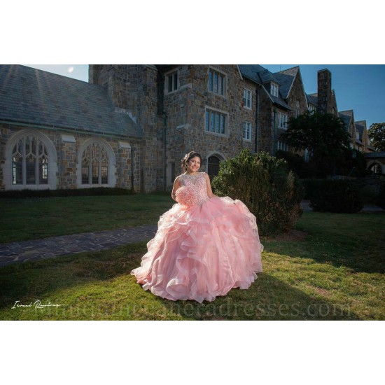 Ruffled Sleeveless Vestidos De 15 Anos Pink Dress Girl Quince Lace Appliques Women 2024 Ball Gown V Neck Girl Birthday Gowns