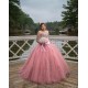 Sleeveless 15 Anos Pink Quince Dress Crystal Women 2024 Ball Gown Lace Appliques V Neck Girl Birthday Gowns