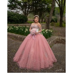 Sleeveless 15 Anos Pink Quince Dress Crystal Women 2024 Ball Gown Lace Appliques V Neck Girl Birthday Gowns