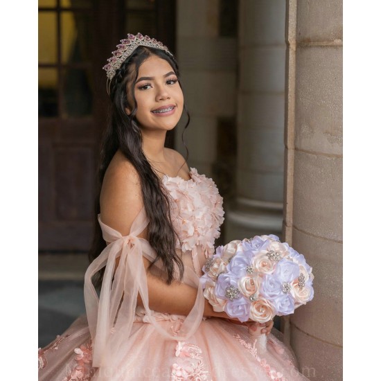 Sleeveless 15 Anos Pink Quince Dress Sweetheart Neck Sweet 15 Gowns Lace Appliques Girl Birthday Gowns With 3D Flowers