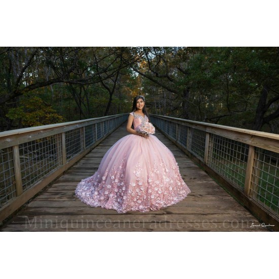 Sleeveless 15 Anos Pink Quince Dress Women 2024 Ball Gown Sequin Girl Birthday Gowns With 3D Flowers