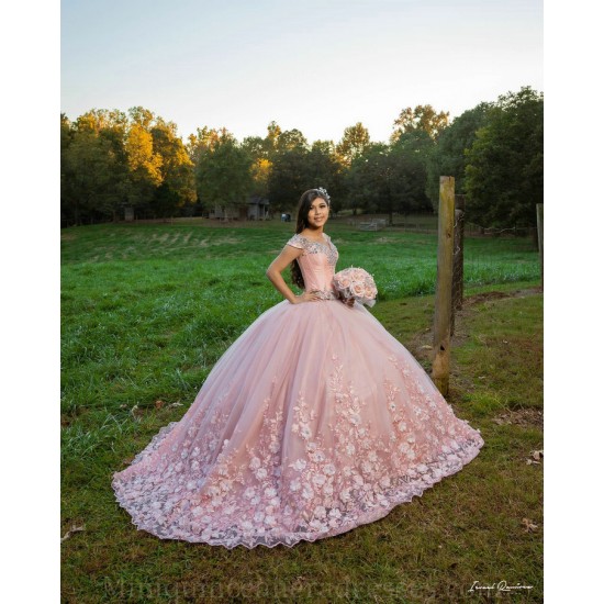 Sleeveless 15 Anos Pink Quince Dress Women 2024 Ball Gown Sequin Girl Birthday Gowns With 3D Flowers