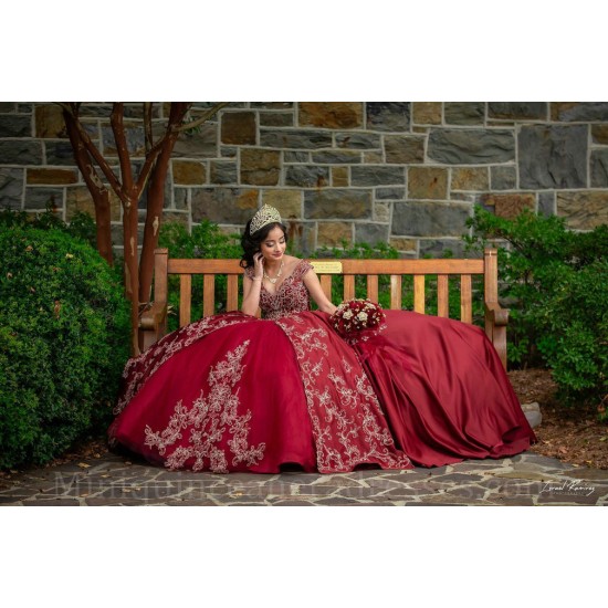 Sleeveless 15 Anos Red Quince Dress V Neck Women 2024 Ball Gown Lace Appliques Girl Birthday Gowns