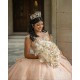 Sleeveless 15 Anos Rose Gold Quince Dress Sweetheart Neck Women 2024 Ball Gown Lace Appliques Girl Birthday Gowns