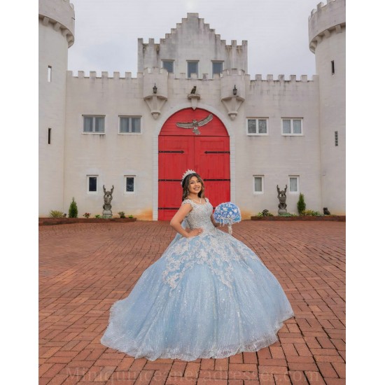 Sleeveless 15 Anos Sky Blue Quince Dress Girl Birthday Gowns Lace Appliques Sweet 15 Gowns