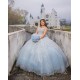 Sleeveless 15 Anos Sky Blue Quince Dress Girl Birthday Gowns Lace Appliques Sweet 15 Gowns