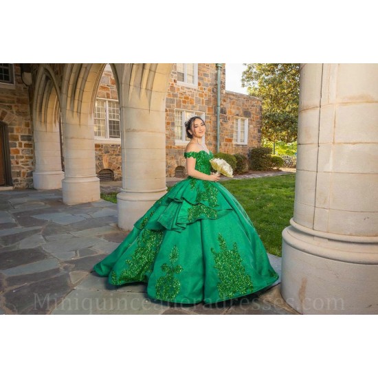 Sweetheart Neck 15 Anos Green Quince Dress Off Shoulder Women 2024 Ball Gown Lace Appliques Girl Birthday Gowns